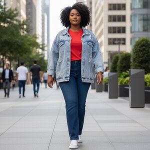 New Directions Jean Jacket Women’s Distressed Light Wash Size-2XL NWT